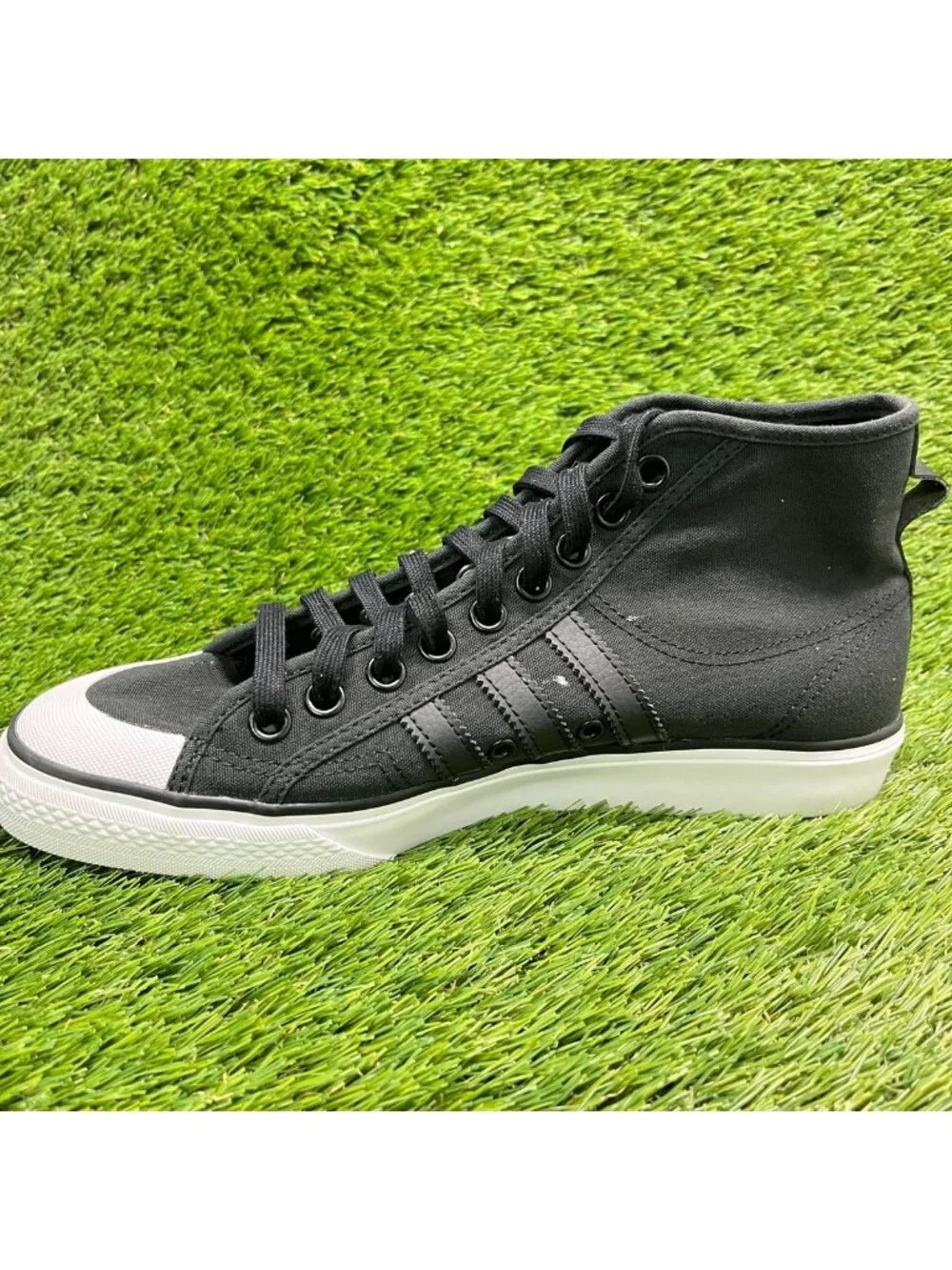 Adidas Nizza Hi Mens Size 9.5 Black White Athletic Walking Canvas Shoes Sneakers